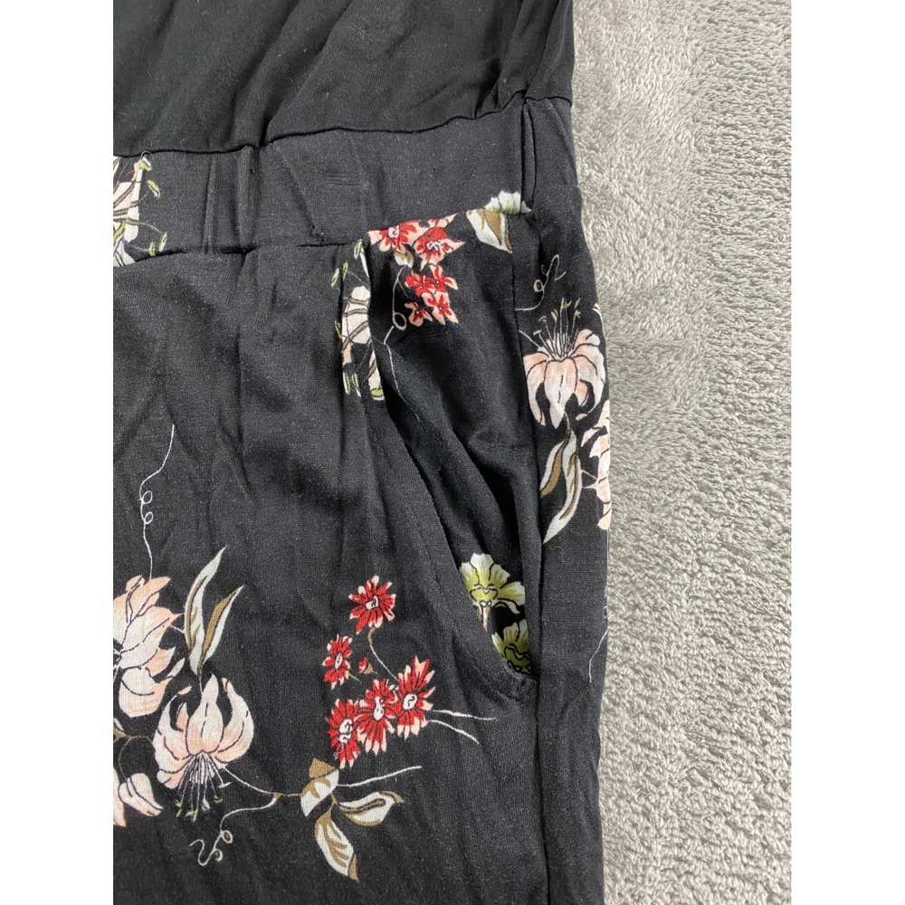 Lascana Womens Floral Wide Leg Jumpsuit Black Sleeveless Pockets Size 12 - Picture 5 of 16